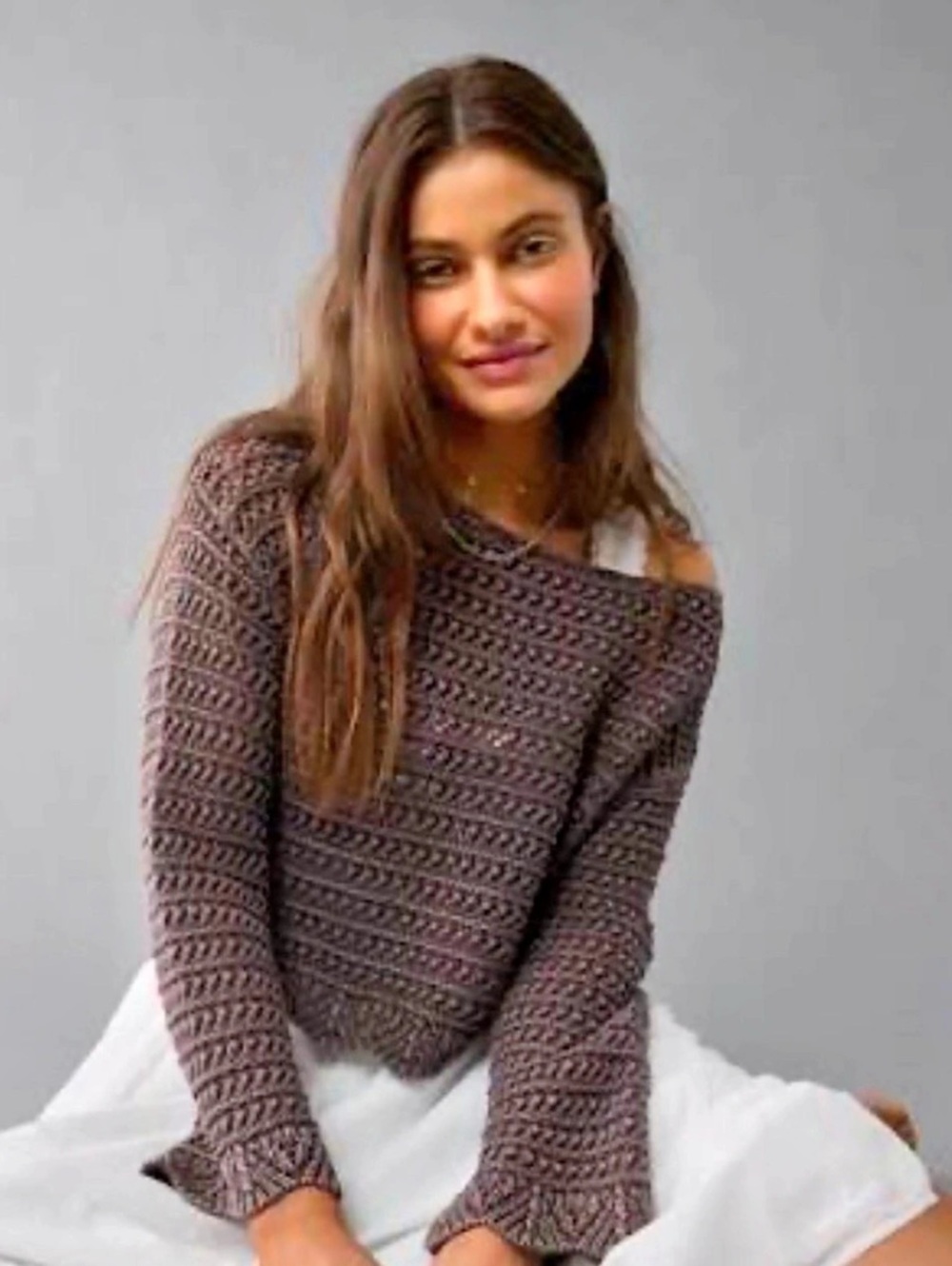 AE ballet knit open neck sweater